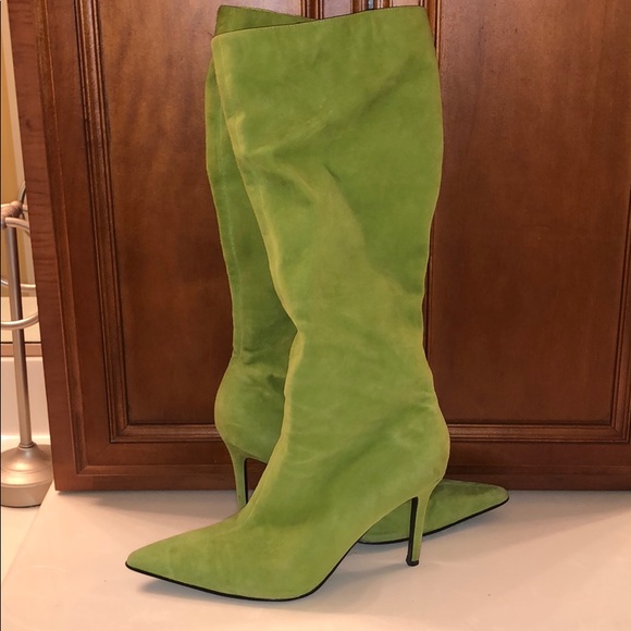 lime green knee high boots